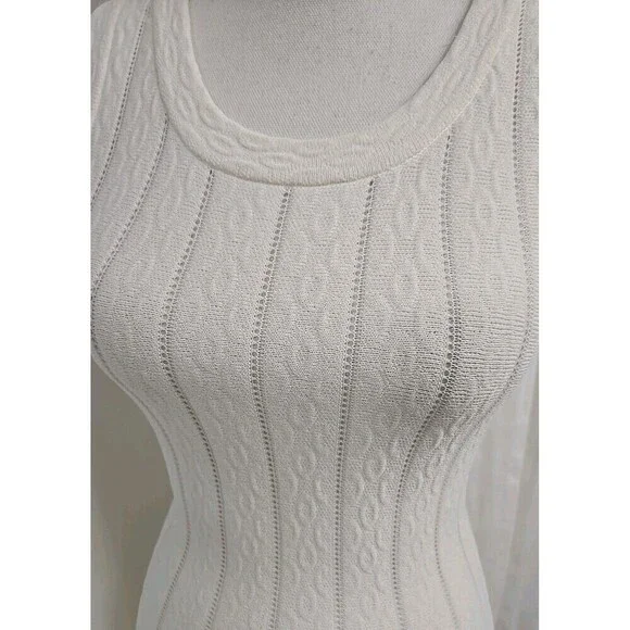 Hale‎ Bob Fit and Flare Midi Sleeveless Dress Stretch Off White Women’s Size XS - Picture 3 of 11